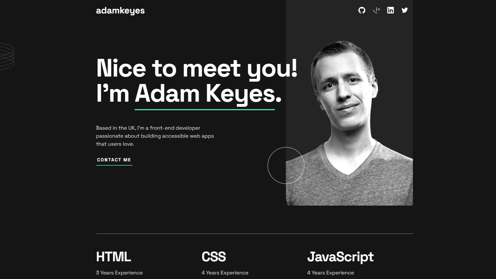 Single-page developer portfolio